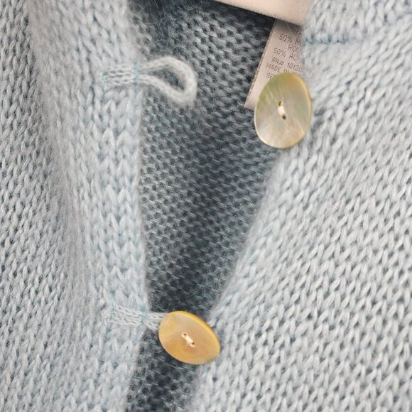Soft Surroundings Mohair Wool Blend Duster Long Sweater Cardigan Womens L Hooded - Picture 6 of 14
